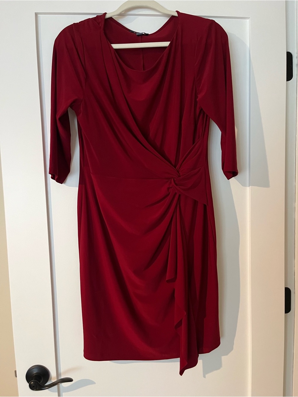 Chaps Burgundy Draped Knot Midi Dress